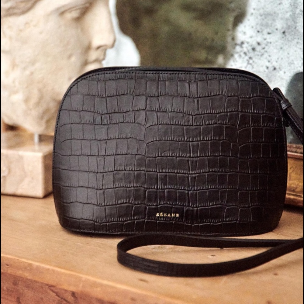 Sezane Victor Croco Black Bag